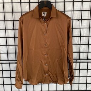 LITA. by Ciara Soirée Shirt in Silk Charmeuse Mocha Mousse Size Small